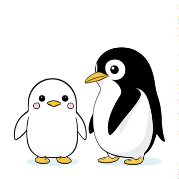 A vector of a cute Penguin in black and white coloring transparent white background PNG