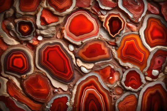 Red agate stones wall