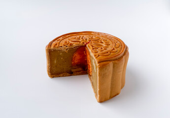 Mooncakes isolated on white background for Mid-Autumn Festival or Mooncake Festival. Traditional Chinese festival.