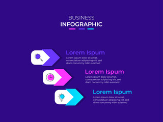 Three steps business infographics template vector.
