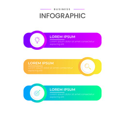 Three step infographics with icons, modern, simple.