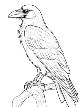 recommend clip art: raven , mindfulness coloring book, black and white image. Line art, outline only, Generative Ai
                    
