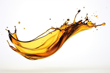 The image depicts engine oil splashing and is presented against a plain white background
