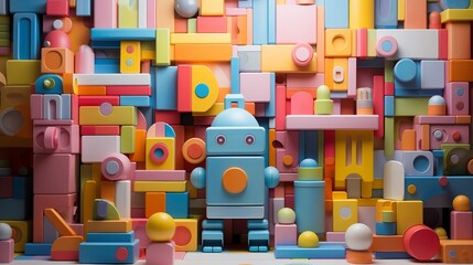 wooden toy train with blocks