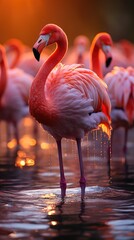 Beautiful Flamingo in water, Excotic Animal, Potrait of Flamingo