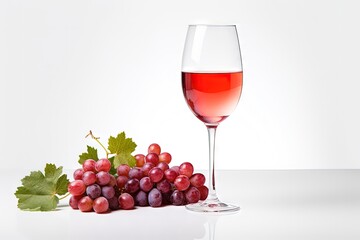 Wine filled glass on a white surface