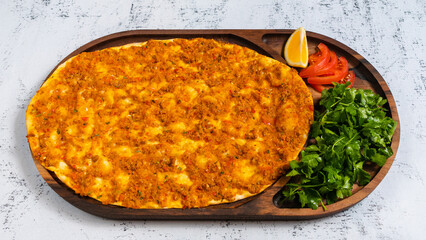 Lahmacun top view isolated