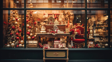 Holiday Showcase: Window Decorations for Christmas - obrazy, fototapety, plakaty