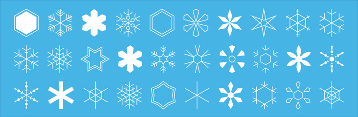 Snowflake icon collection for winter holiday decoration. Set of snowflake icons. Christmas and New Year icon collection