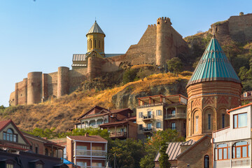 Scenic view on Meidan Square and Narilka fortress, Tbilisi, Georgia
