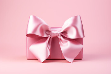 A pink bow on a pink present with pink background