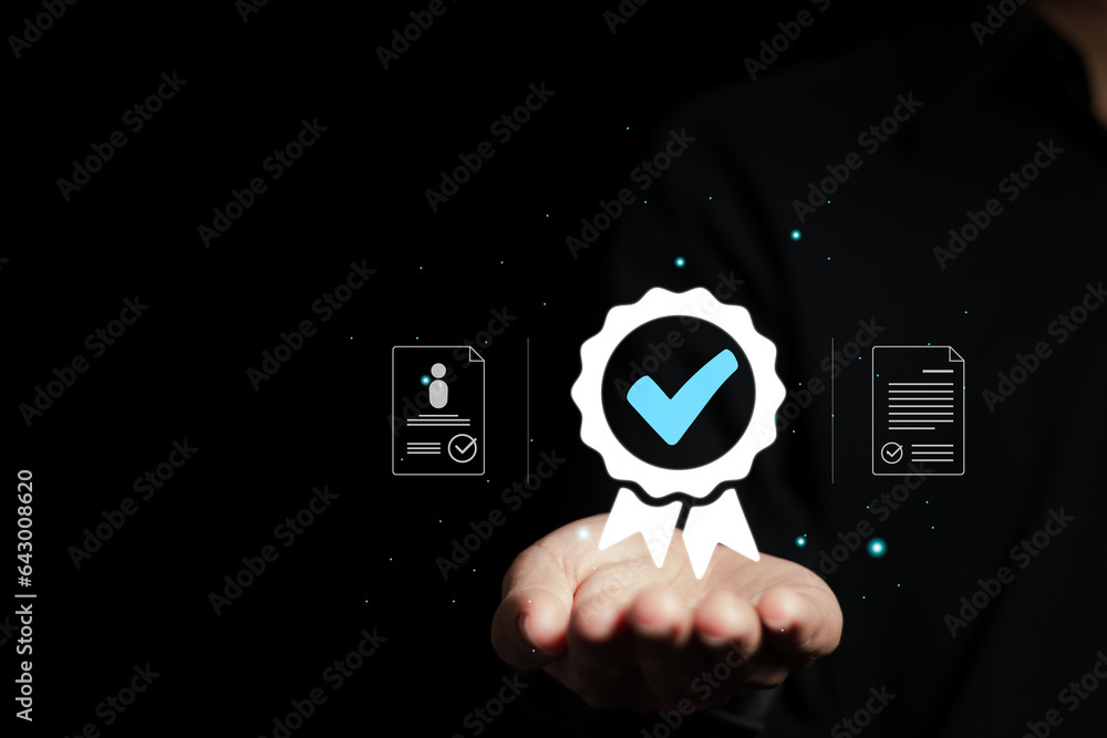 Poster iso quality control assurance standards business concept. business standard auditing quality control
