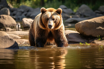 Brown bear grizzly at the watering hole