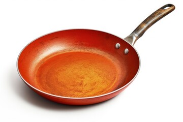 Ceramic frying pan alone on white Studio photo