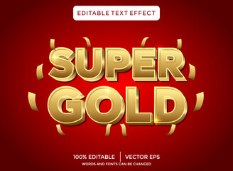 Fototapeta na wymiar super gold 3D text effect template