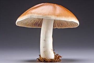 Close up of a white background isolated Big Boletus Edulis Mushroom