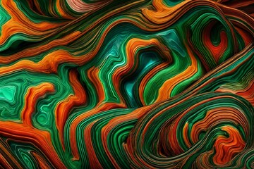 Obraz premium Malachite stone texture with orange elements