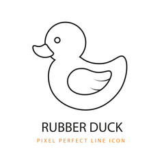 Rubber Duck Children Baby Toy Product Icon Line Art Pixel Perfect Infant Baby Coloring Page