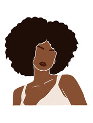 Abstract beautiful black afro woman illustration. Vector illustration.