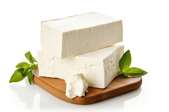 Feta Cheese From Greece Isolated On White