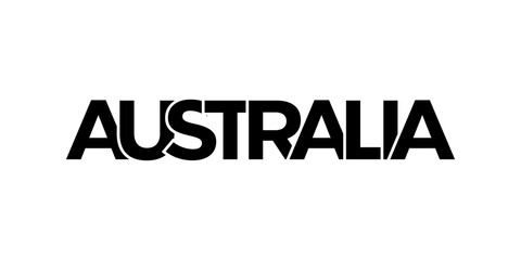 Australia emblem. The design features a geometric style, vector illustration with bold typography in a modern font. The graphic slogan lettering.