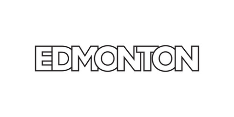 Edmonton in the Canada emblem. The design features a geometric style, vector illustration with bold typography in a modern font. The graphic slogan lettering.