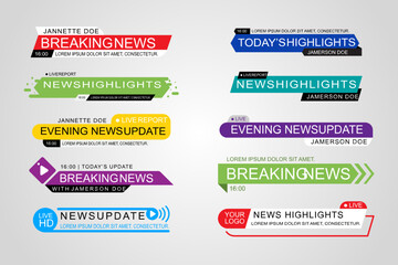Fototapeta premium set of news elements. barking news icons. breaking news stickers, news set