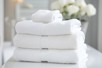 Fresh spotless white towels