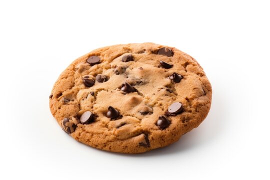Isolated chocolate chip cookie on white