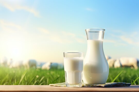 Organic milk from nature background depicting dairy concept