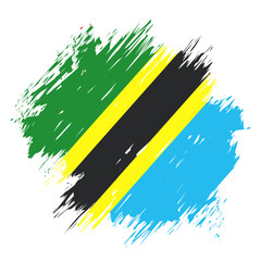 brush flag tanzania transparent background, tanzania brush watercolour flag design template element PNG file tanzania flag