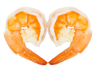 cooked shrimp isolated on transparent.
