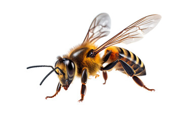 A stunning Bee flying in mid-air with transparent background PNG