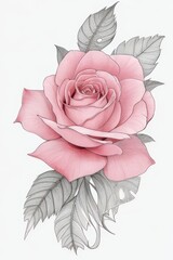 Illustrations, tattoo design drawings Rose shape.Generative AI