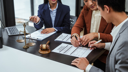 Signing contract, Legal consultation, asian lawyers team meeting, contract finalization, lawyers...