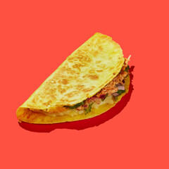 Tacos - traditional Tex-Mex dish on red background