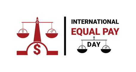 International Equal Pay Day. Man and woman equal pay day concept. Great for event and celebration