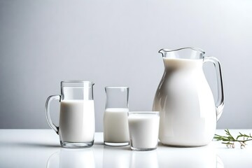 jug of milk and glasses of milk