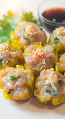 Chinese style minced pork dumplings,Kind of Chinese snacks,Shumai dumplings,Dim sum.