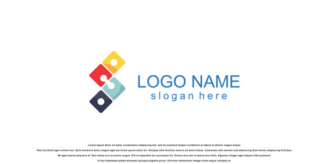 Simple puzzle logo design with modern concept| premium vector