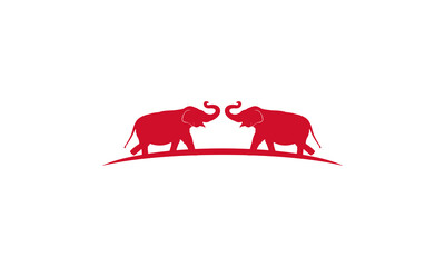 red ELEPHANT on white background