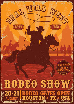 Rodeo show colorful vintage sticker