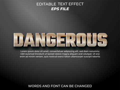 dangerous editable text effect 3d font style use for logo and business brand. vector template