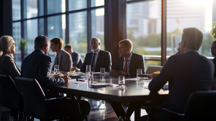 Fototapeta na wymiar businessmen at a round table discussing their problems. Generative Ai