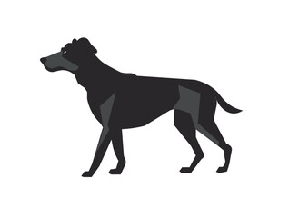 Obraz premium Silhouette of a black dog in profile on a white background. Vector illustration