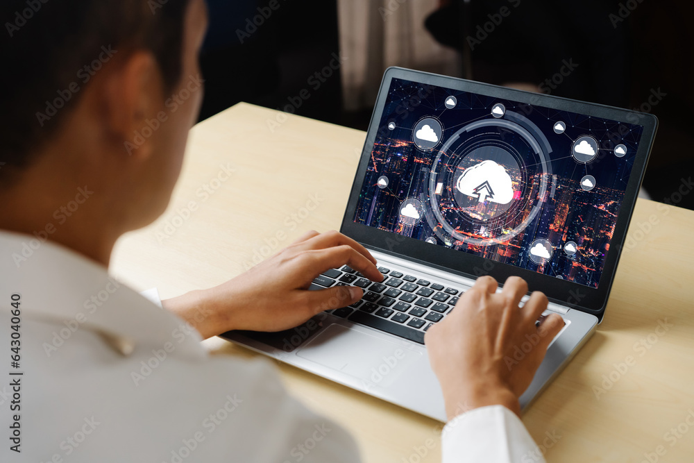 Poster cloud computing software for modish remote work and personal data storage
