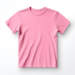 Pastel pink t-shirt blank template mock-up on white background. AI generated