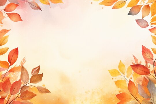 Autumn leaves watercolor wallpaper. AI generated