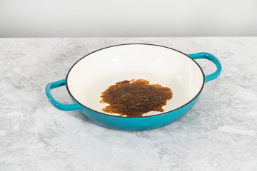 Cleaning cast iron blue enameled braiser