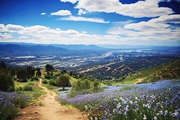 Beautiful Mountain Landscape of La Mesa, near San Diego, California with Breathtaking Pacific Coast Views - obrazy, fototapety, plakaty